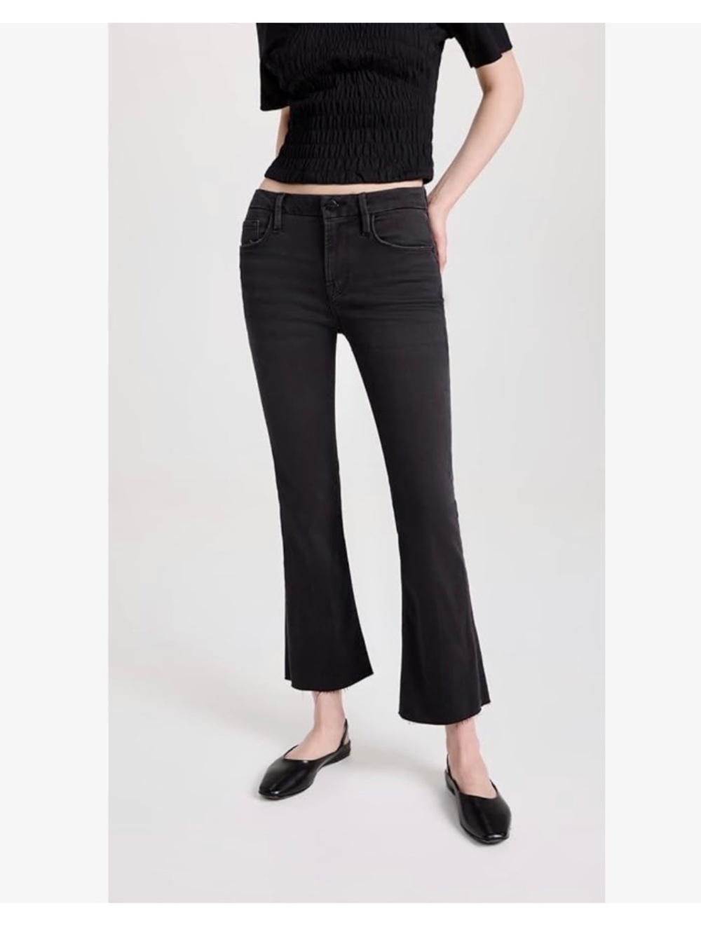 FRAME DENIM Le Crop Mini Boot Jeans in Carter/ Black Wash Size 31
